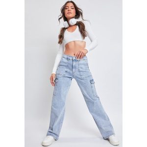 Pantalones Cargo de Mezclilla para Mujer, Estilo Retro Vintage Moderno, Holgados, con 6 Bolsillos, Ecológicos y Transpirables, Talla 26-40, Color Azul Hielo - Product Image 6