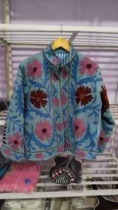 Chaqueta de Algodón con Bordado Floral y Cuello Mandarín, Estilo Chic Prairie de Primavera, Manga Larga - Product Image 2