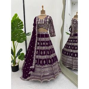9mm Sequence Work Foux Gorgette Fabric Lehengha Choli Reversible Casual Size up to 44 for Party Occasions - Product Image 1