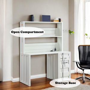 Scrivania Cargo con mobiletto superiore in finitura bianca per la configurazione del tuo computer a casa o in ufficio - Product Image 2
