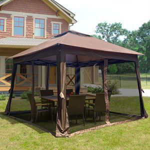 Gazebo Pop-up da Esterno 3,35x3,35 m con Tenda a Rete Rimovibile con Cerniera, Tetto Morbido a 2 Livelli, Tenda per Eventi per Patio, Cortile e Giardino - Product Image 2