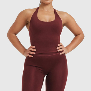 Débardeur court dos nu pour femme, séchage rapide, col halter avec coussinets, idéal pour la gym, le fitness, le yoga, haut sexy pour l'entraînement, gilet à dos ouvert - Product Image 5