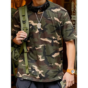 Camisetas de Moda para Hombre, Estilo Urbano, Hip Hop, Camuflaje, Kanye, Hombros Descubiertos, Manga Corta, Estampado Personalizado por Sublimación - Product Image 4