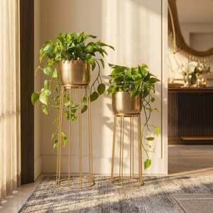 Support de plante moderne pour la maison, motif nid d'abeille et pieds trépieds, vase décoratif d'intérieur pour l'inauguration de la maison - Product Image 3