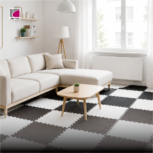 Tapetes de Piso Encastrables de EVA Blancos y Negros, Modernos, Minimalistas y Duraderos |   Tapetes de Rompecabezas para el Hogar |   Baldosas para Pisos de Gimnasios y Espacios de Ejercicio - Product Image 3
