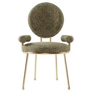 Modern Gold Plated Metal Frame Soft Cover Ottoman Pouf Chair with <b>Backrest</b> for Living Room & Hallway Decor - Product Image 4