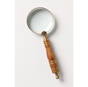 Lupa de mano estilo vintage con marco de latón macizo y mango de madera tallada, lupa antigua para lectura y noticias - Product Image 5