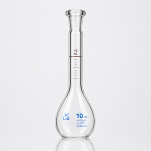 Flacon volumétrique PrecisionPro 10 ml avec bouchon en verre interchangeable, verrerie de laboratoire en borosilicate résistant à la chaleur - Product Image 4