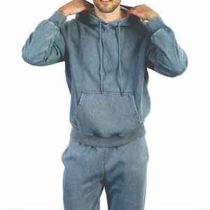 Conjuntos Deportivos Personalizados para Hombre, Ropa Urbana 100% Algodón, Lavado Ácido con Efecto Desgastado por el Sol, Sudadera con Cierre y Pantalones Deportivos - Product Image 3