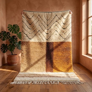Tapis Beni Ourain marocain en laine berbère noué à la main, tapis géométrique bohème fait main, taille personnalisée, vente en gros - Product Image 3