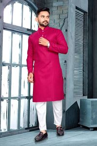 Stylish Cotton Thobe <b>Kurta</b> Pajama Set for <b>Men</b> Long Sleeve Modest Muslimah Styling Arabic Pathani Design Chicken Fabric 63196 - Product Image 1