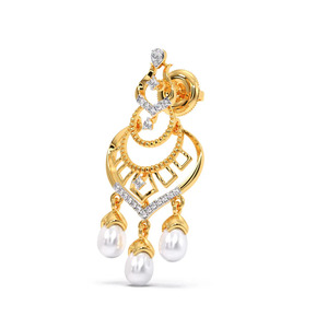 Royal Chandelier <b>Diamond</b> Drop <b>Earrings</b> with Triple White Stone <b>Dangles</b> - Product Image 2