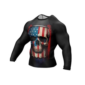 Rashguards de Jiu Jitsu sublimés, concevez votre propre logo personnalisé, manches courtes, MMA, BJJ, Muay Thai, équipement de combat, chemise de compression - Product Image 2