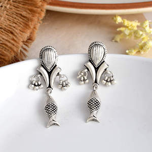 Meera Jaipur Matsya <b>Fine</b> <b>Stud</b> Silver <b>Earrings</b> - Product Image 1