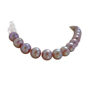 สร้อยคอมุกน้ำจืดทรงกลมออโรร่าธรรมชาติ ขนาด 9-10 มม. ตัวล็อคเงินแท้ S925 ปลอดสารกัมมันต์ - Product Image 5