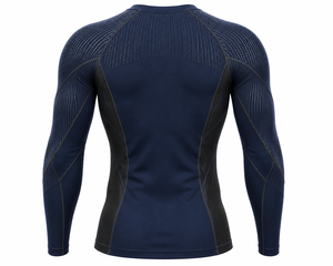 Men's Long Sleeve Compression Color Blocked Rash Guard Navy Blue Quick Dry Breathable Polyester/Nylon <b>Athletic</b> Workout Top - Product Image 5
