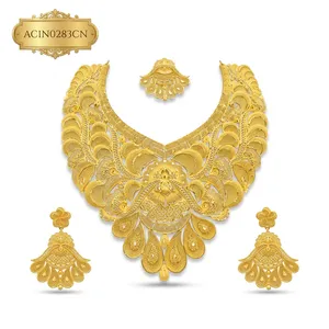 Royal African Nigerian Bridal Gold Plated <b>Necklace</b> Set for Women Statement Wedding Jewelry with Earrings & <b>Ring</b> - Product Image 2