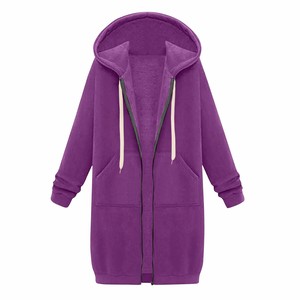 Sweat-shirt à capuche pour femme sur mesure, vêtement décontracté, style urbain, col montant, fermeture éclair intégrale, chaud, 100% coton, sweats à capuche pour femme OEM ODM - Product Image 2