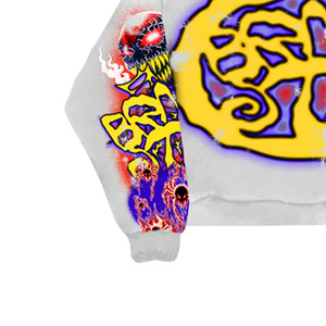 Men's White <b>Hoodie</b> Graffiti Back Print Hip Hop Streetwear Skull Spider Pattern <b>Summer</b> OEM Service Breathable 100% Cotton - Product Image 4