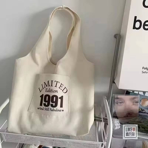 Custom Top Quality <b>Canvas</b> Cotton Tote Shopping <b>Bag</b> Calico <b>Shopper</b> <b>Bags</b> With Logo Printed and Pocket - Product Image 3