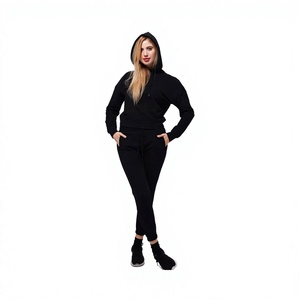 Conjunto Deportivo Informal de Felpa Francesa, Estilo Deportivo, Ecológico, Sudadera con Capucha y Pantalones Cortos para Mujer, 2 Piezas - Product Image 6