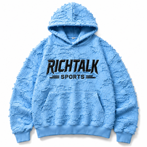 Sweat à capuche tricoté surdimensionné pour homme, imprimé, 100 % coton, uni, streetwear, bleu, avec poche frontale à logo, écologique, respirant, hiver - Product Image 1
