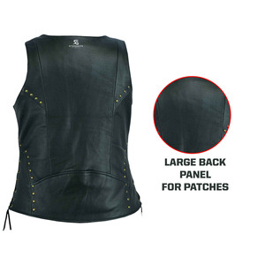 <b>Women</b> Genuine Leather Biker Vest Fashion Slim Fit Motorcycle <b>Waistcoat</b> Sleeveless Vintage Outerwear Windproof Casual Pockets - Product Image 4