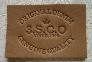 Custom Leather Embossed Logo Patches Square and Round Shapes Brown Color Durable Design for Clothing Garments - Product Image 4