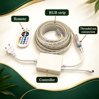 Kit de bande LED RGB 5050 220V avec télécommande Bluetooth et connexion à écrou fileté, de 5m à 25m