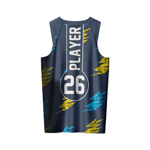 Ensembles d'uniformes de basketball personnalisés pour hommes 100 % polyester imprimés par transfert thermique respirants grandes tailles séchage rapide évacuation de l'humidité - Product Image 3