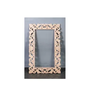Marco de espejo de pared de madera vintage hecho a mano, ideal para bungalows tradicionales y diseños de interiores de resorts. Artesanal. - Product Image 6