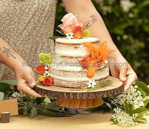 Rustic Wooden <b>Cake</b> Stand Handmade Natural <b>Wood</b> Dessert Display Perfect for Weddings Birthdays and Special Events - Product Image 2