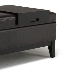 Oregon Tanners Brown <b>Storage</b> Ottoman Bench <b>with</b> Tray Elegant <b>Stool</b> & Ottoman Product - Product Image 6