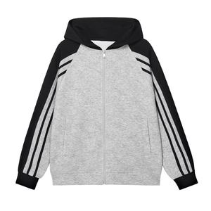 Korean Style Contrast Colorblock Zip Winter Jacket for <b>Men</b> Women Oversize Waffle <b>Hoodie</b> Loose Fit for Spring Trendy Formal Style - Product Image 1