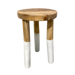 Modern <b>Wooden</b> <b>Stool</b> With White Painted Legs Scandinavian Design Home Furniture Round Seat Living Room Decor - Product Image 1