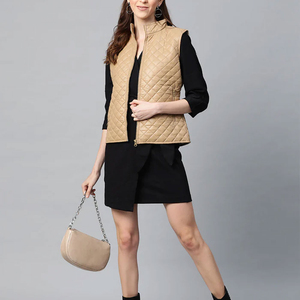 Women Casual Knitted <b>Puffer</b> Vest Sleeveless Stand Collar Cozy Quilted Insulated Lightweight <b>Jacket</b> - Product Image 4