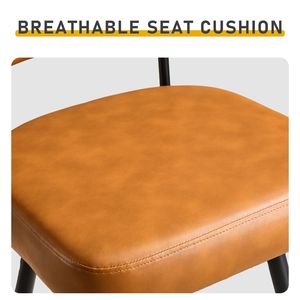 Tabourets de bar modernes marron avec dossier amovible, panneau arrière en bois courbé et pieds en métal (2 pièces) - Product Image 6
