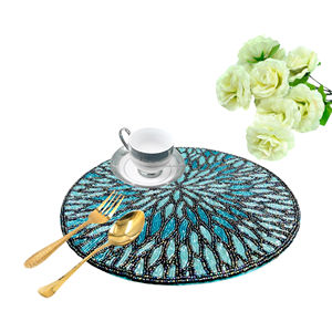<b>Placemat</b> Glass <b>Beaded</b> <b>Placemat</b> Luxury Kitchen Decoration <b>Beaded</b> <b>Placemats</b> Table Mat Dinning Table Restaurant and Hotel Design - Product Image 2