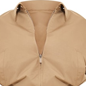 เสื้อแจ็คเก็ตบอมเบอร์ผ้าไหม/ผ้าฝ้าย คอปก ซิปหน้า ชายเสื้อจับจีบ ไหล่ตก แขนเสื้อติดกระดุม  สำหรับฤดูใบไม้ผลิ  โลโก้ด้านหน้า - Product Image 6