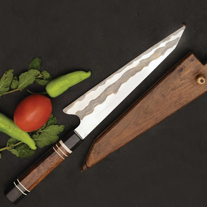 Couteau de chef Burraq personnalisé fait main en acier carbone, lame de 8 pouces, épaisseur de 3,0 mm, manche en bois, étui en cuir, NOUVEAU style - Product Image 6