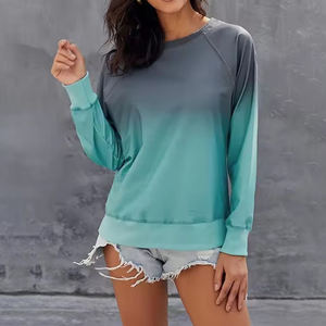 เสื้อสเวตเชิ้ตคอกลมสีบล็อกสำหรับผู้หญิง แขนยาว ผ้าถักผสมฝ้าย สวมใส่สบายๆ ในฤดูใบไม้ร่วง มีกระเป๋า - Product Image 6