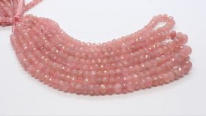 ลูกปัดโรสควอตซ์ทรงรอนเดลเหลี่ยมเพชรพลอยขนาด 7-10 มม. ลูกปัดโรสควอตซ์ทรงรอนเดลขนาด 18 นิ้ว ลูกปัดโรสควอตซ์สีชมพูธรรมชาติสำหรับทำเครื่องประดับ - Product Image 2