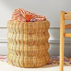 Unique Design Storage Organizer Clothes Handmade Woven Natural Rattan <b>Basket</b> for Closet and <b>Laundry</b> Organization - Product Image 3