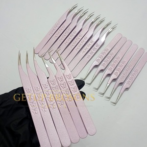 ดีไซน์เคลือบผงกลิตเตอร์แบบใหม่ พร้อมด้ามจับรูปผีเสื้อ 90 °   แหนบปลายไฟเบอร์สำหรับต่อขนตาแบบเส้นเดียวและแบบแยกเส้น - Product Image 5