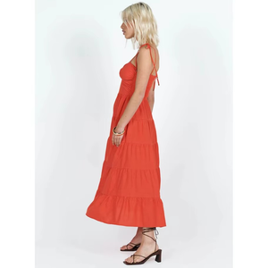 Robe longue décontractée d'été pour femme, best-seller, à dos ouvert avec nœud, coupe ample, idéale pour la plage - Product Image 4