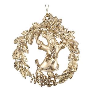 Popular <b>Christmas</b> New Year Decoration Antique Gold Paint Acrylic Bow Flower Holly Leaves <b>Santa</b> Wreath Greeting Board Ornament - Product Image 5