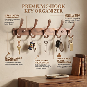 Porte-crochets double paroi en acier inoxydable robuste |   Organisateur de rangement pour manteaux, chapeaux, serviettes et clés |   Cintre moderne pour économiser de l'espace à la maison - Product Image 5