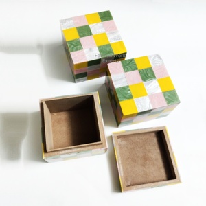 Pastel Checkered Resin Trinket Boxes Set Colorful <b>Mini</b> Decorative <b>Storage</b> Boxes for Jewelry Rings Earrings and Cute Vanity <b>box</b> - Product Image 2