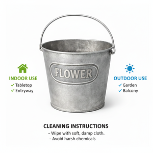 Seau en métal galvanisé style ferme, gris foncé, pour fleurs, décoration intérieure et extérieure, jardinière décorative en étain, hauteur 4 pouces - Product Image 5