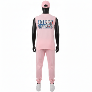 Conjunto de 2 piezas para hombre, camiseta sin mangas y pantalones deportivos, transpirable, de malla de poliéster, con logo personalizado, camisetas sin mangas y pantalones para hombre - Product Image 2